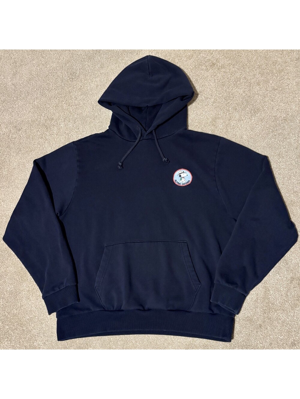 Alpine Design Mens Large Snoopy Skiing Hoodie Sweatshirt Peanuts Navy Blue